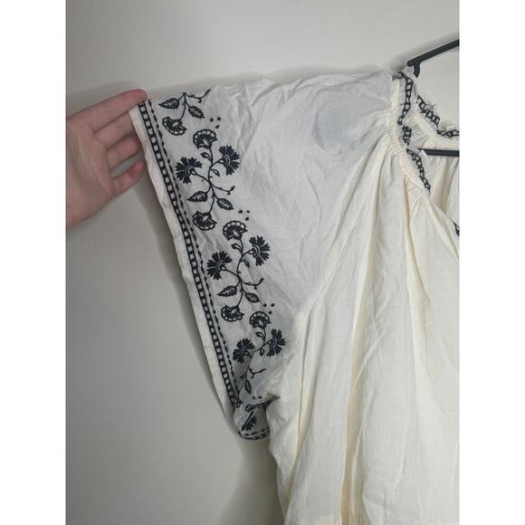 Old Navy Embroidered Mini Swing Dress XL Boho Cottage Pockets 100% Cotton - Picture 4 of 6